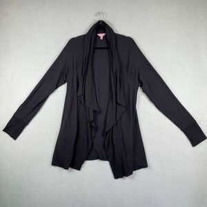 Lilly Pulitzer Elyssa Longline Black  Drape Open Long Sleeve Cardigan Size XL